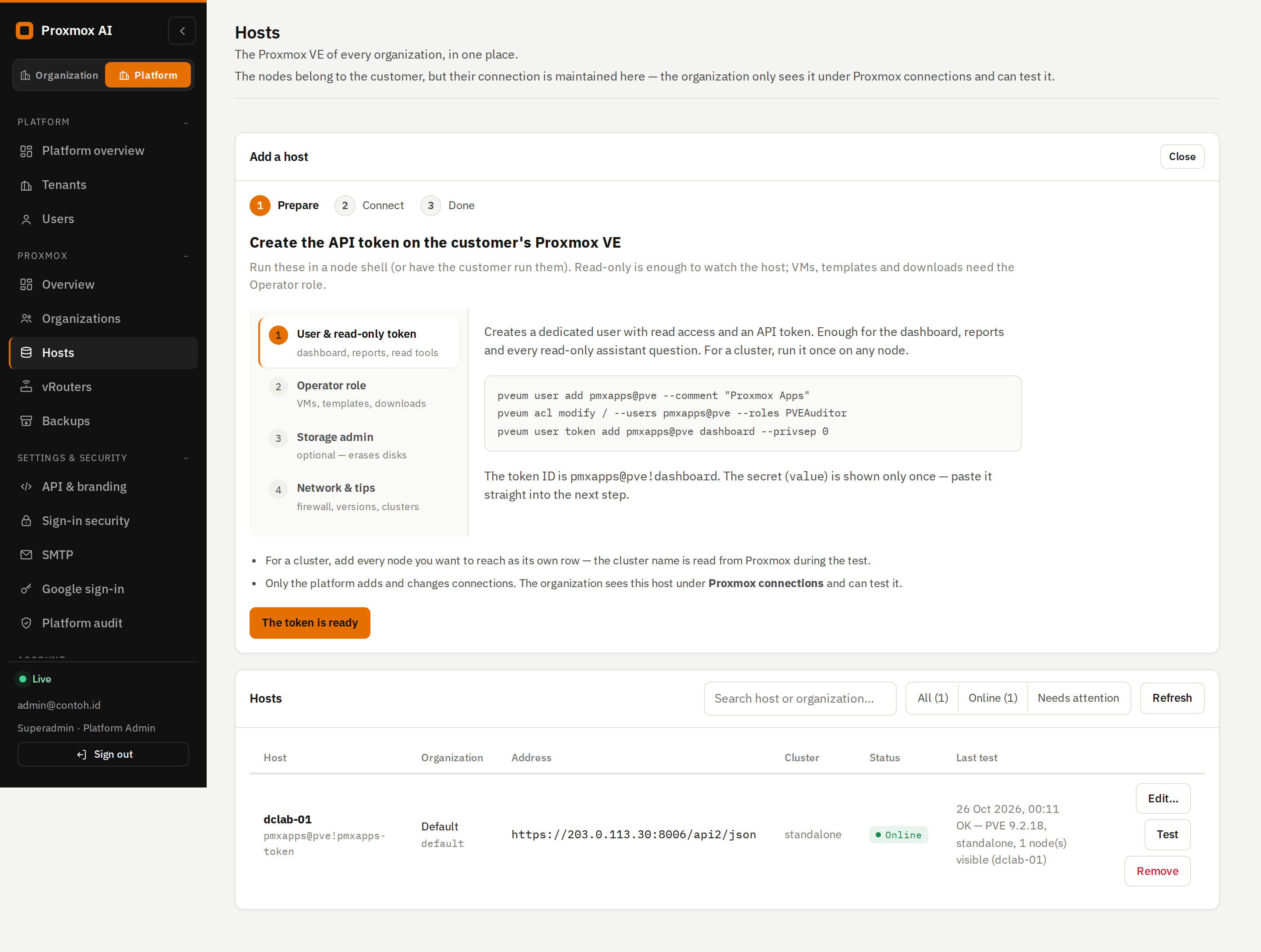 Wizard Add host