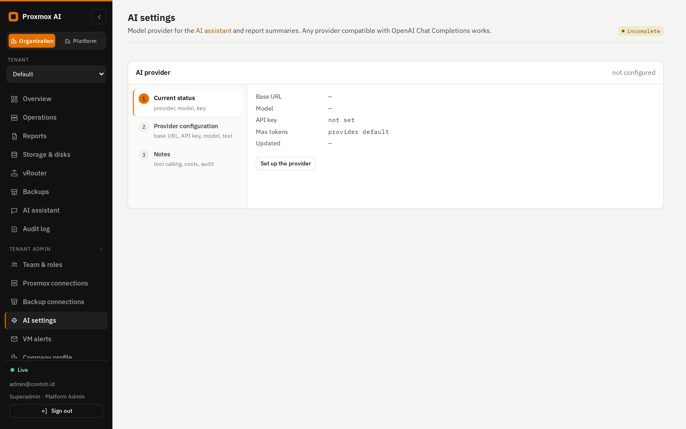 AI settings